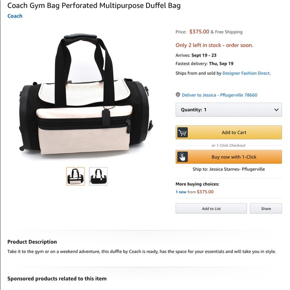 Perforated Coach Duffel-bag/gym bag - Picture 8 of 8